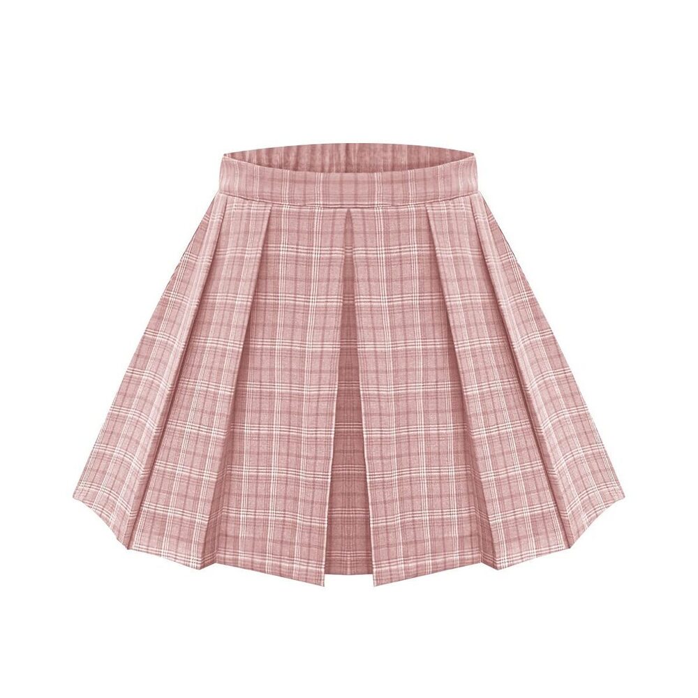 1114 Plus Size Skirts for Curvy Plaid Mini Skirt Pleated Stretchy Elastic